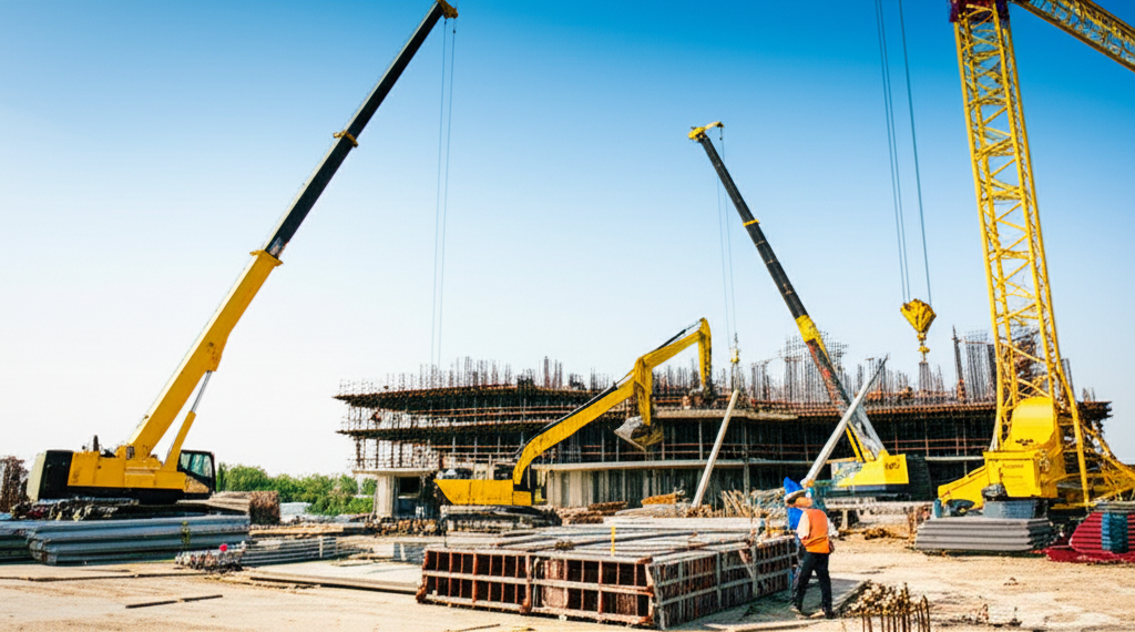 Construction site with heavy equipment